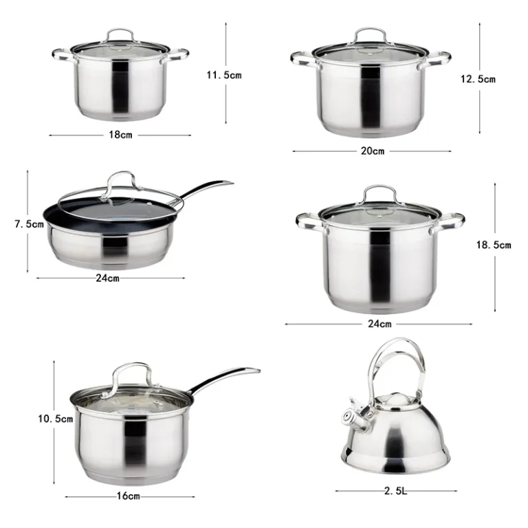 12-Piece-Stainless-Steel-Cookware-Set-Stew-Soup-Pot-Non-Stick-Frying-Pan-Induction-Bottom